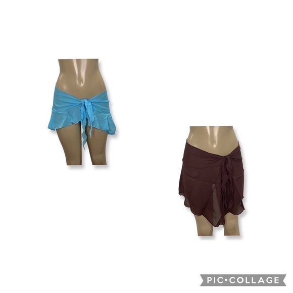 Zuliana Teal & Brown Sarong Skirt Bundle of 2. New With Tags. Made in USA - Picture 1 of 5